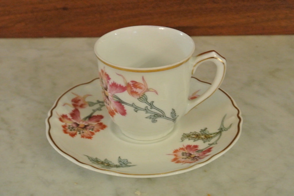 CH Field Haviland Limoges. Label de Qualite. Chinese Thistle Col. Cup & Saucer