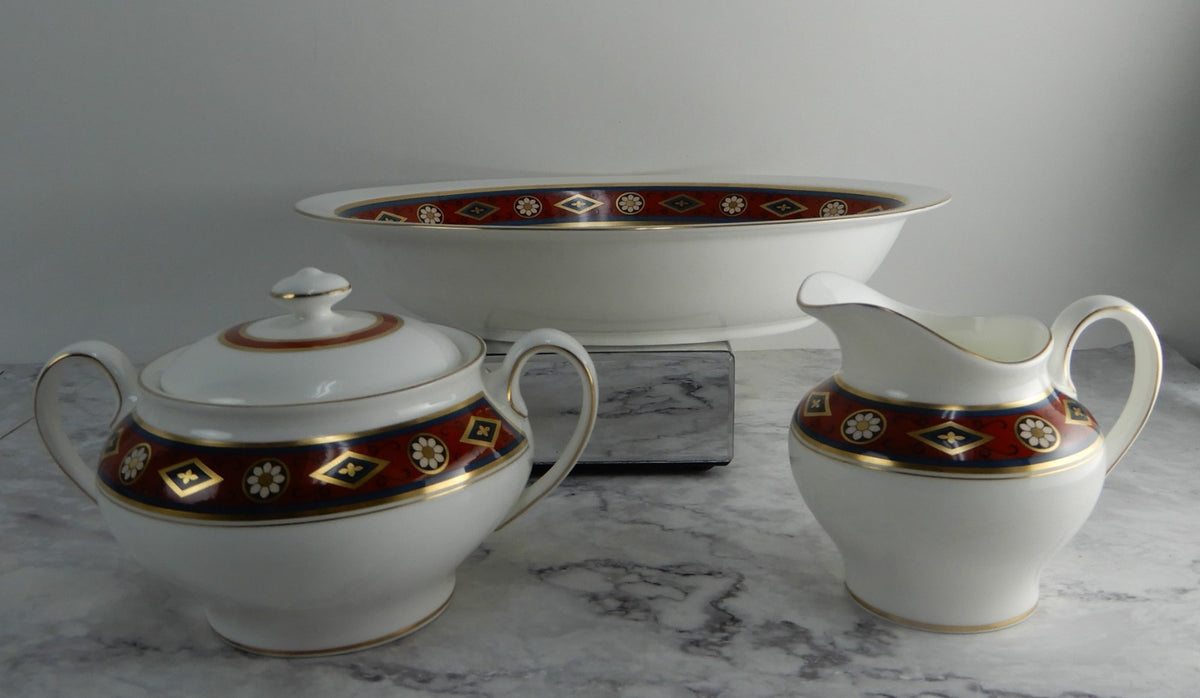 Royal Doulton Minton "Cordoba" Oval Serving Bowl and Creamer and Sugar Bowl