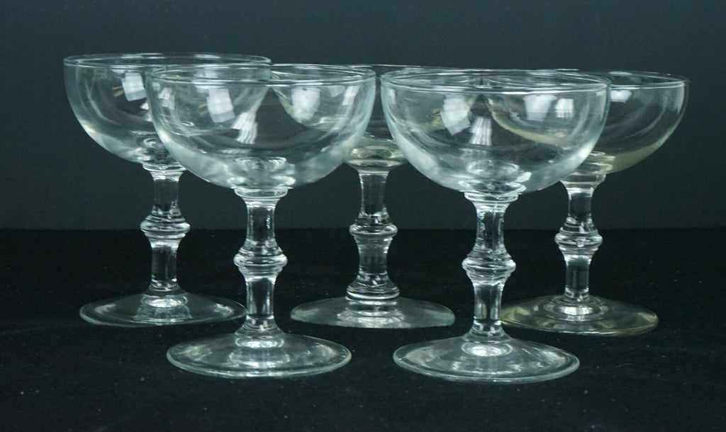 Set of 5 Clear Glass Champagne /Sherbet Glasses Decorative Collection Home Decor
