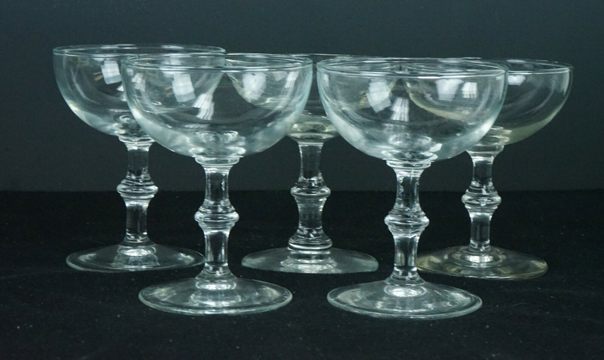 Set of 5 Clear Glass Champagne /Sherbet Glasses Decorative Collection Home Decor