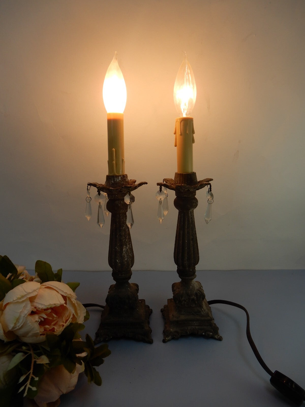 Pair of Vintage Style Cast Metal Table Lamps