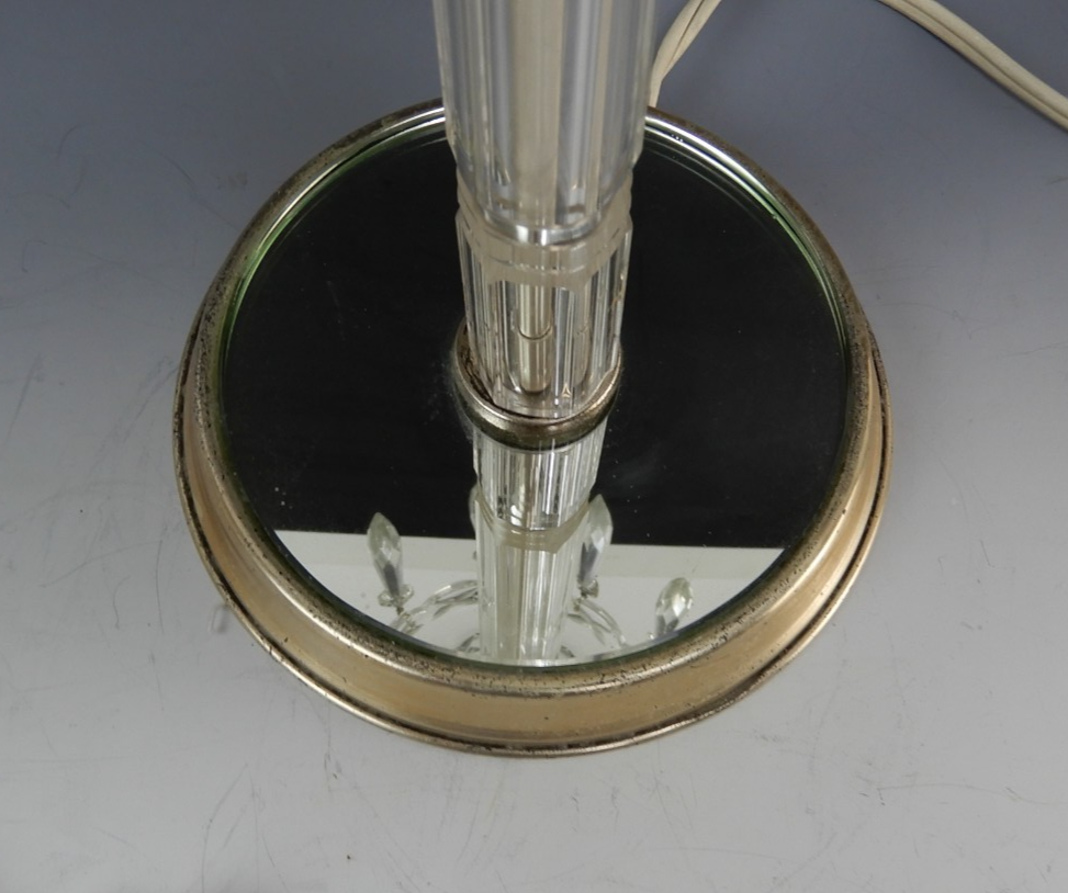 Vintage Crystal Regency Boudoir Table Lamp With Hanging Prisms