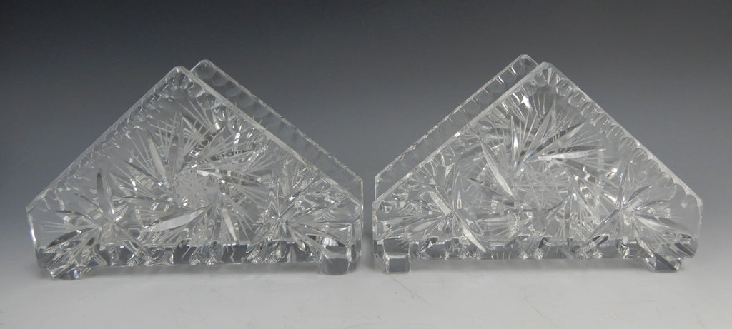 Two Bohemia 24% Lead Napkin Holders Made in Czechoslovakia Hand Cut