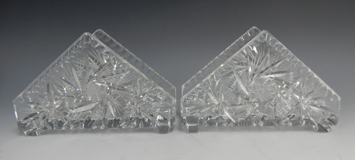 Two Bohemia 24% Lead Napkin Holders Made in Czechoslovakia Hand Cut
