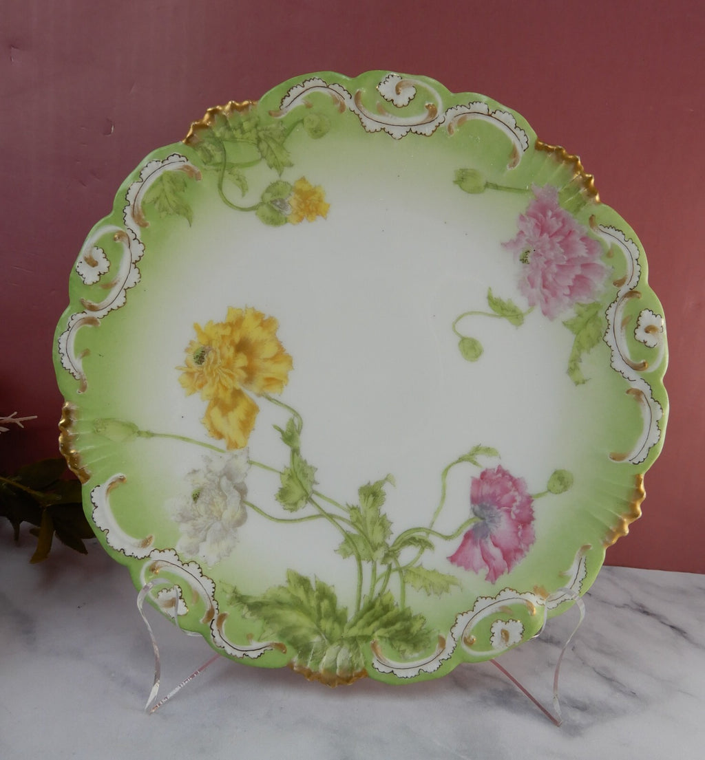 Antique T&V Limoges Embossed Hand Painted Floral Plate 8-3/8"