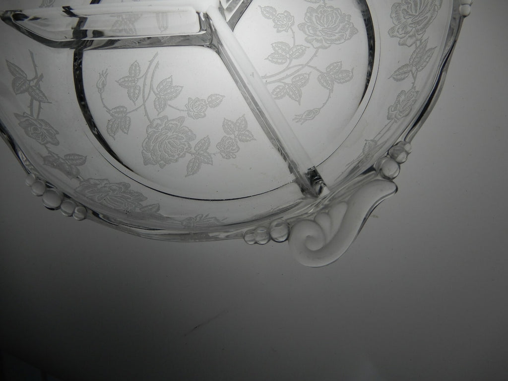 Vintage Heisey Rose Patten Relish Condiment Tray