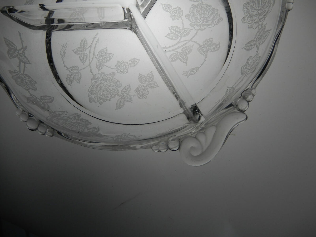 Vintage Heisey Rose Patten Relish Condiment Tray