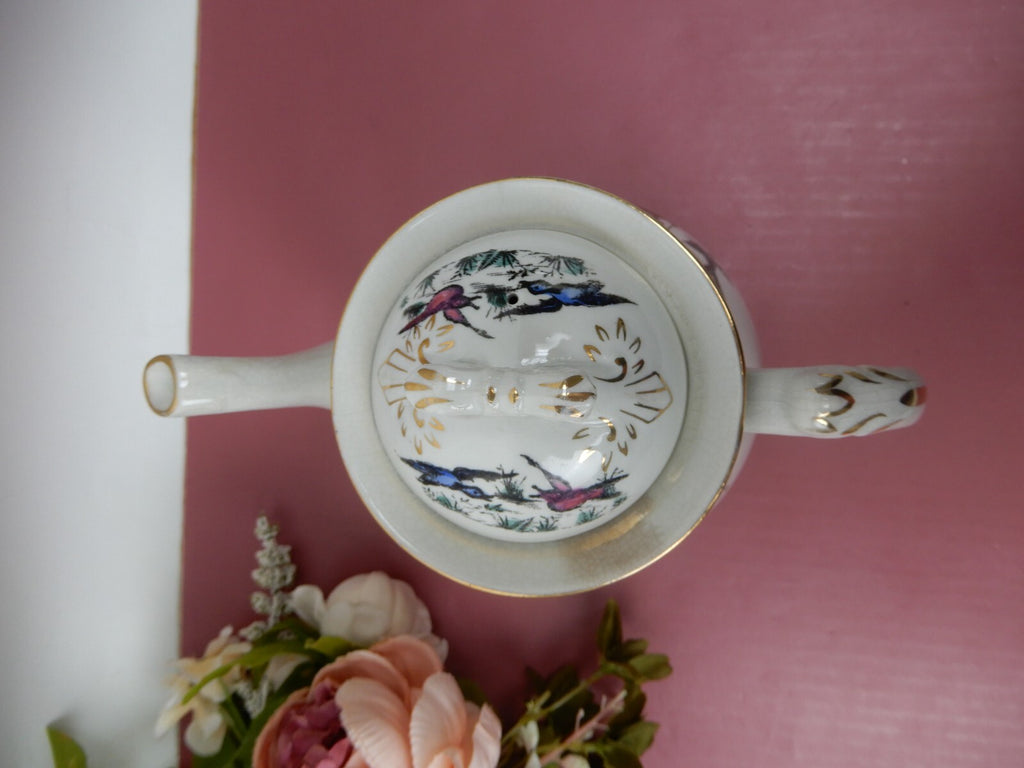 Antique Crazed and Stain White Ironstone Transferware Coffee Pot