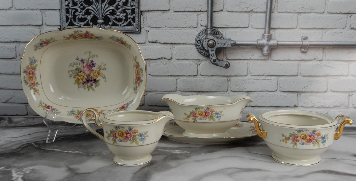 Vintage Vegetable Bowl,Gravy Bowl,Creamer & Sugar Bowl Tirschenreuth Springtime