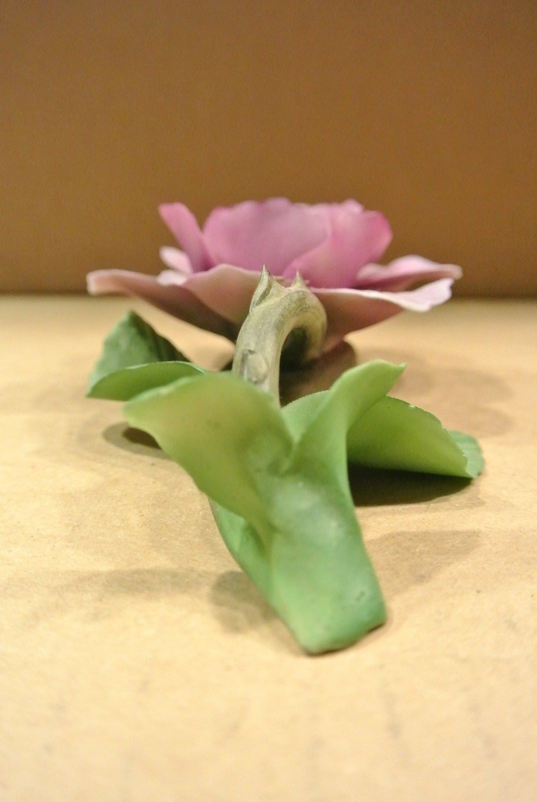 Vintage Ceramic Purple Rose made in Italy. Table Décor. Flower Figure