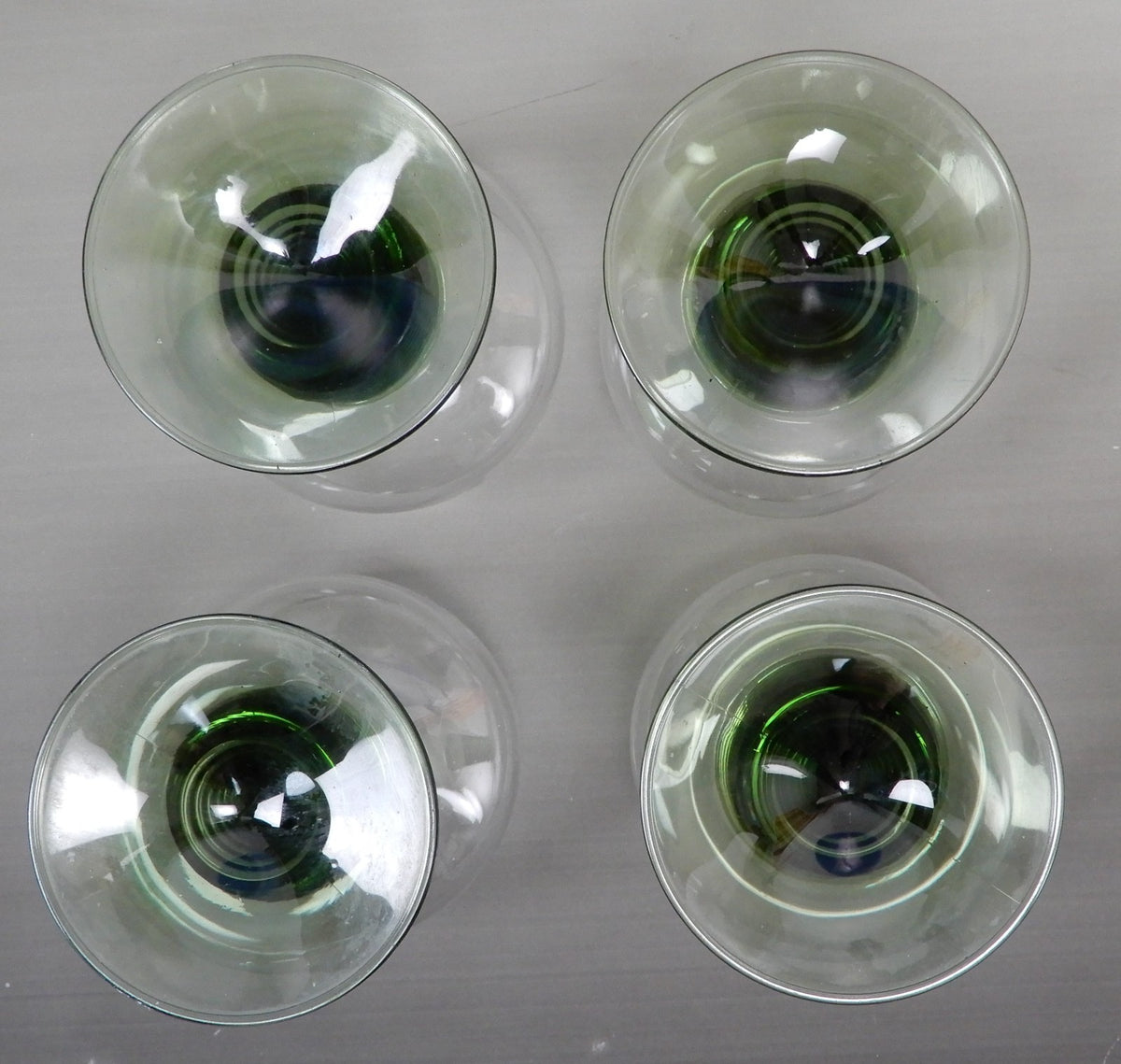 Vintage Set Of 4 Roemer Ruwer Green Stem 11 oz Glasses 1/4L