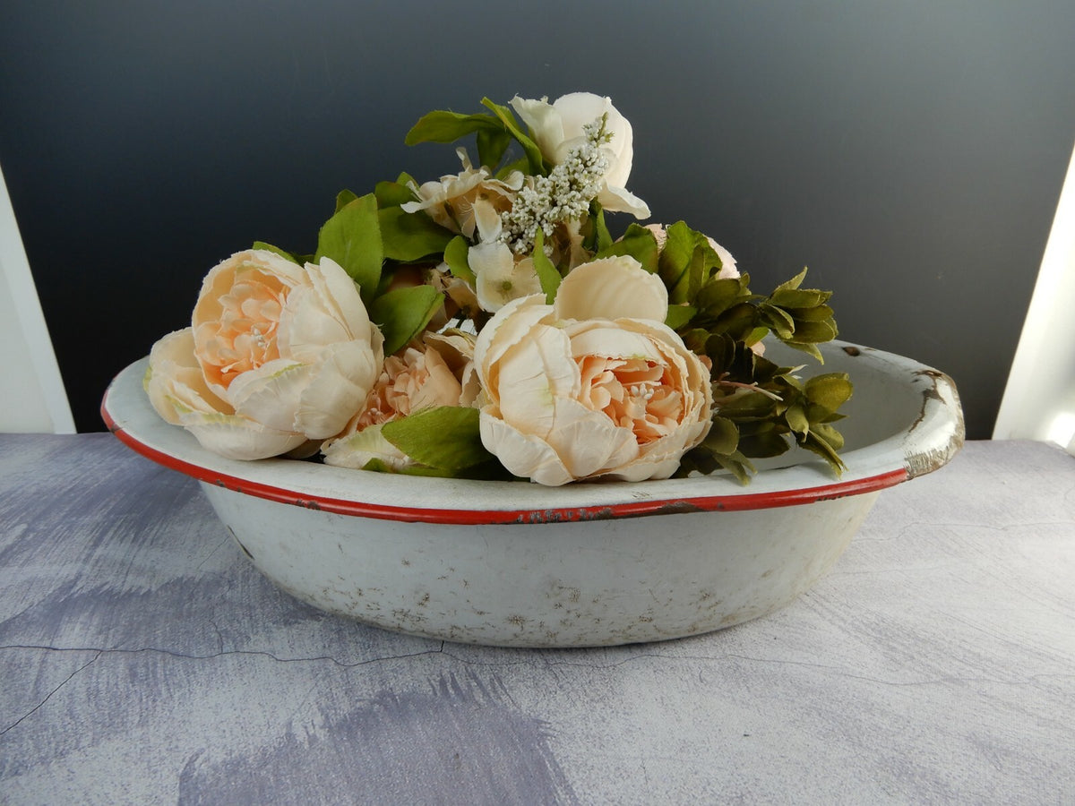 Enamelware Enamel Wash Basin Farmhouse Decor Flower Planter