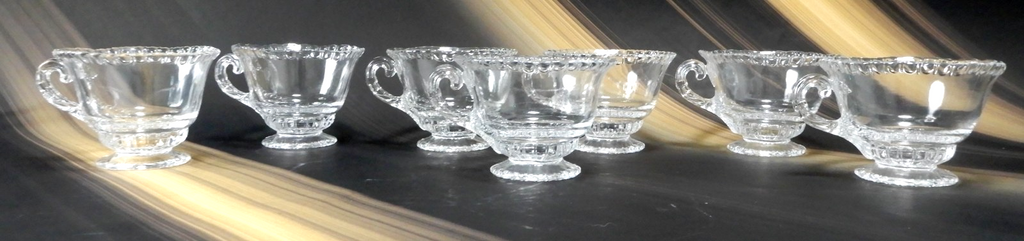 Set Of 7 Vintage Clear Glass Cambridge Glass "Gadroon" Orphan Cups