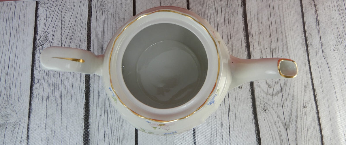 Vintage Crown Dorset Staffordshire England Tea Pot Spring Window Scene