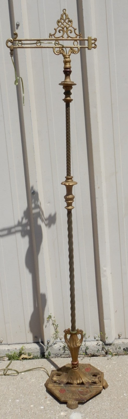 Antique Cast Iron Bridged Ornate Floor Lamp 61-1/4" Tall Needs Repair