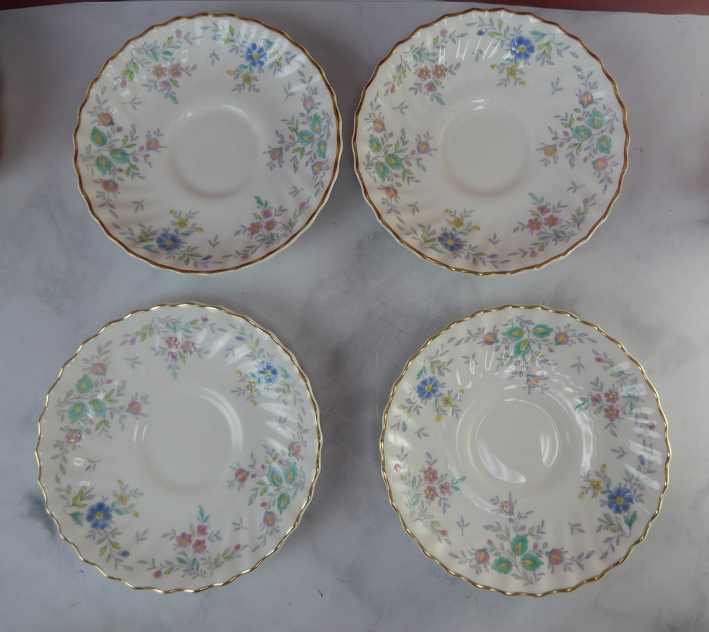 Vintage Royal Doulton Pastoral Pattern Set of Four Cups and Saucers