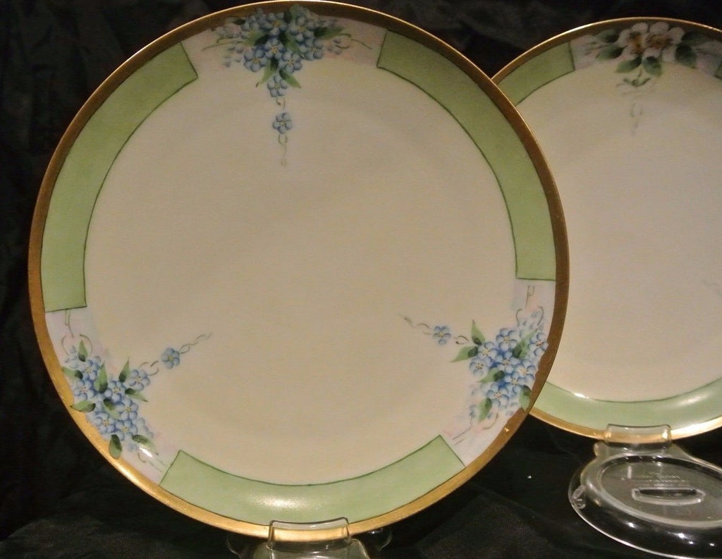 4 Haviland France Plates with  Flowers and Gold Rims