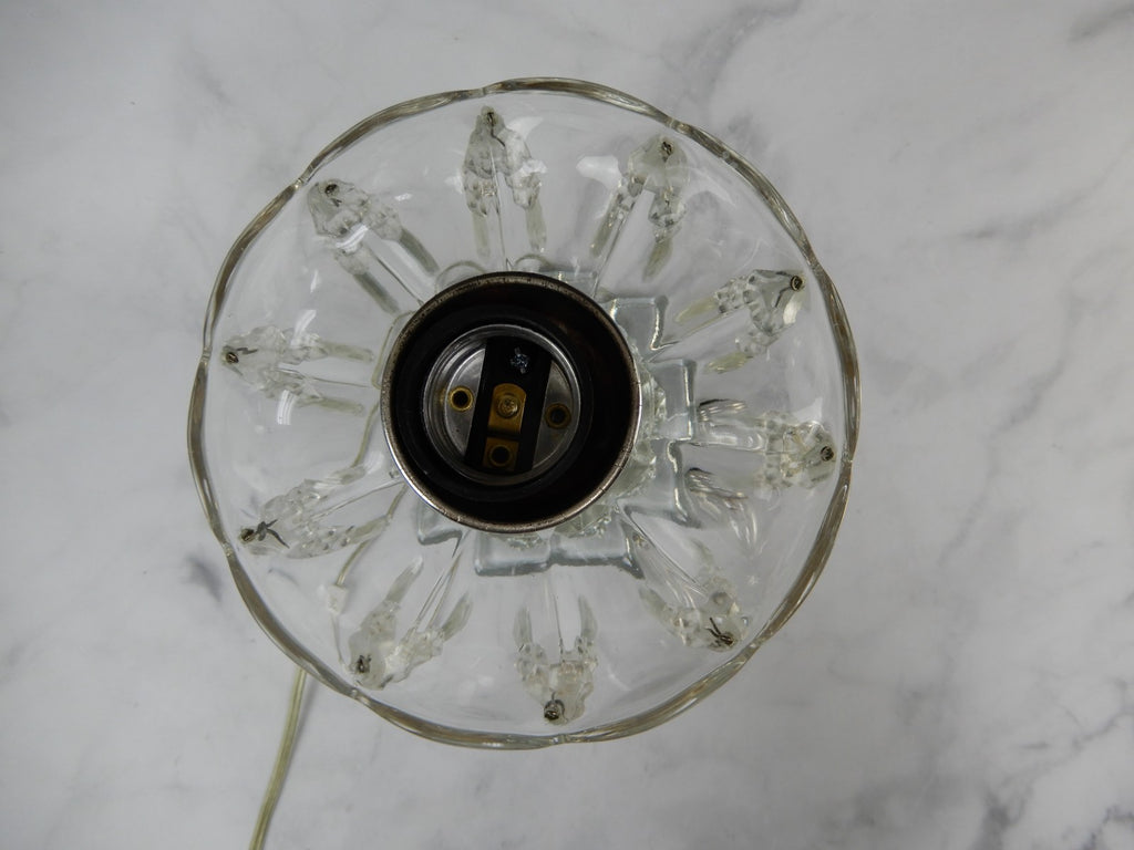 Vintage Crystal Regency Table Lamp W/Hanging Prisms 18-3/4" Tall