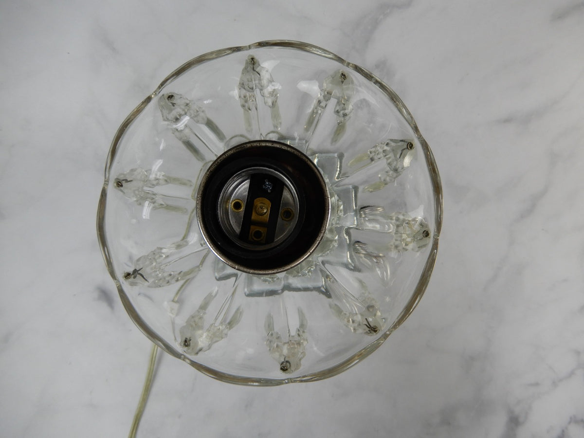 Vintage Crystal Regency Table Lamp W/Hanging Prisms 18-3/4" Tall