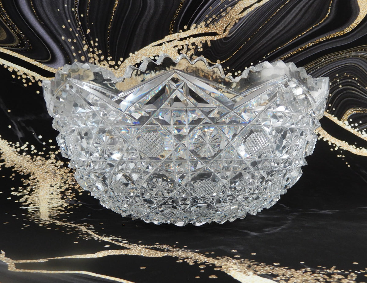 Antique The Harvard Pattern ABP Heavy Crystal Cut Glass 8" Bowl