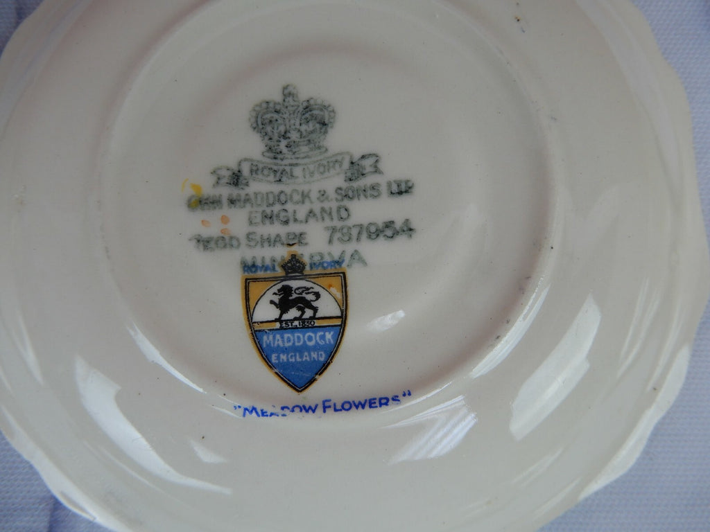 Set of 5 Vintage John Maddock & Sons "Meadow Flowers" Small Cup and Saucers