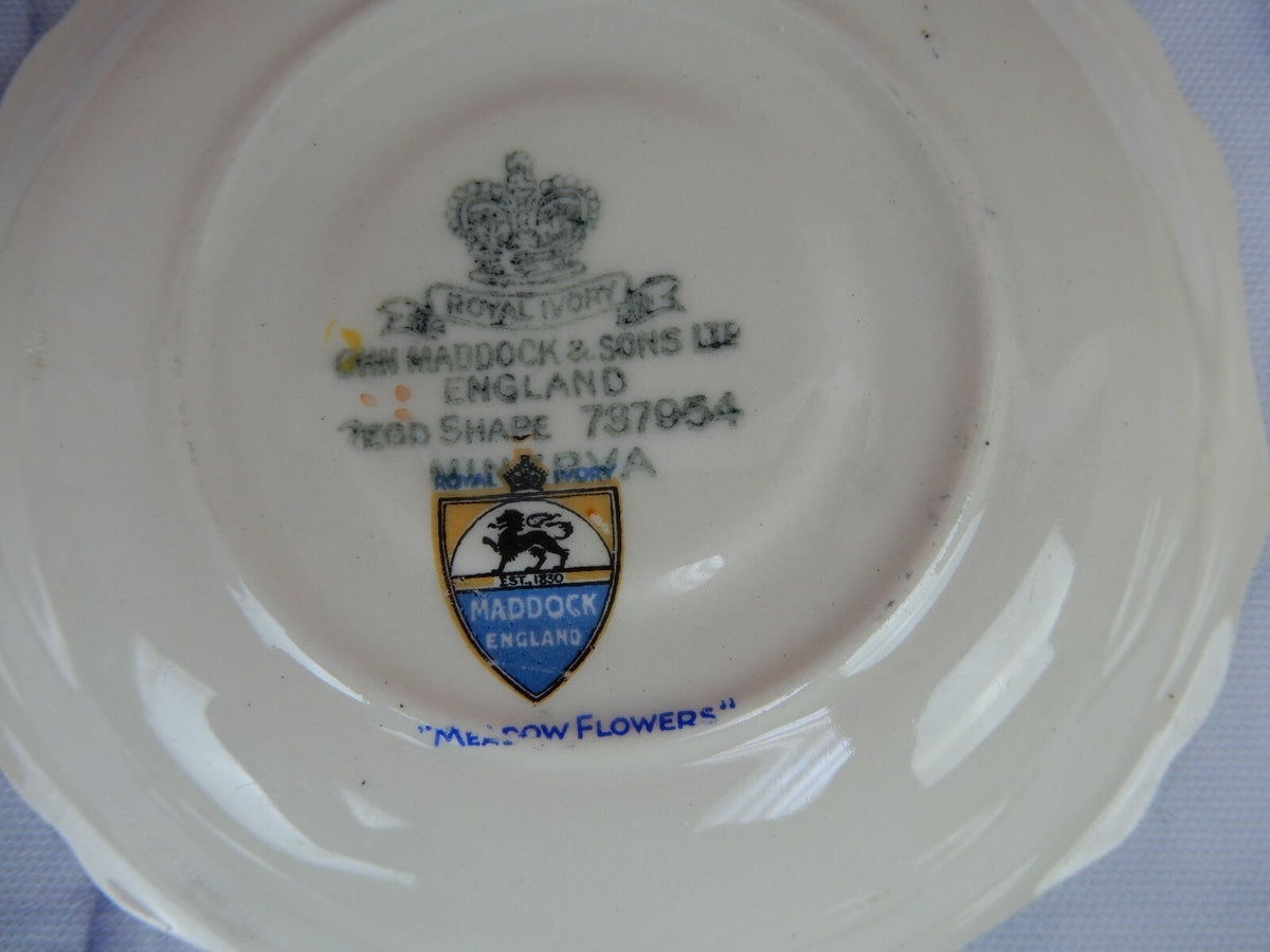 Set of 5 Vintage John Maddock & Sons "Meadow Flowers" Small Cup and Saucers
