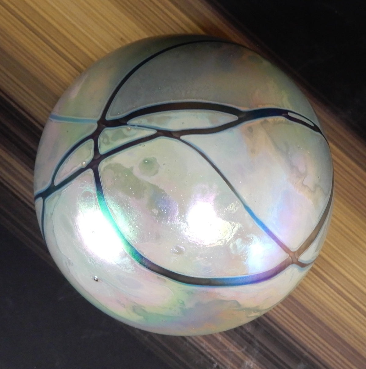 Vintage Gary Levay Hand Blown Iridescent Art Glass Paperweight Signed