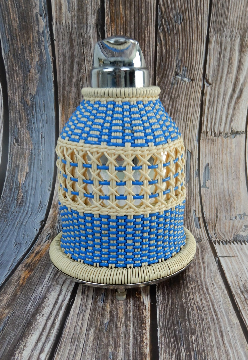 Vintage Plastic Wicker Wrapped 4 Cup Thermos