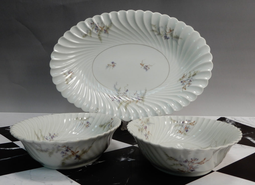 Vintage Haviland Limoges "Orsay" Made in France 15-3/4" Platter &Two Oval Bowls