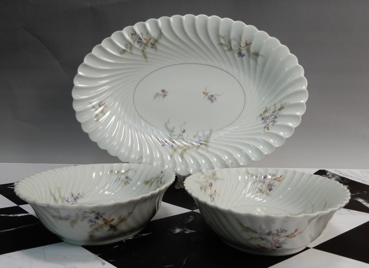 Vintage Haviland Limoges "Orsay" Made in France 15-3/4" Platter &Two Oval Bowls