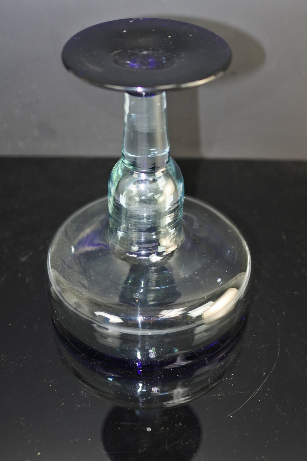 Lot Of 3 Vintage Mexican Hand Blown Cobalt Blue Rim Margarita Glasses