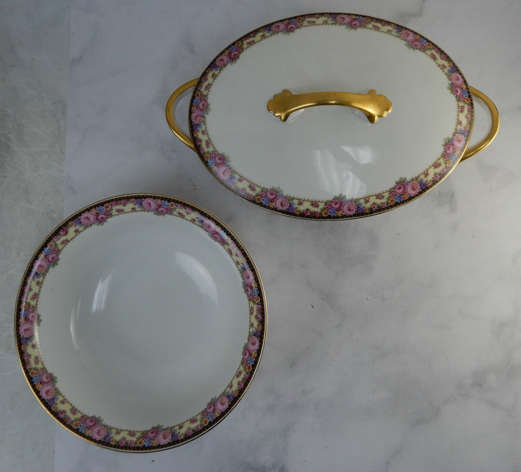 Vintage Edelstein Bavaria Oval Lidded Serving Bowl and Round Serving Bowl