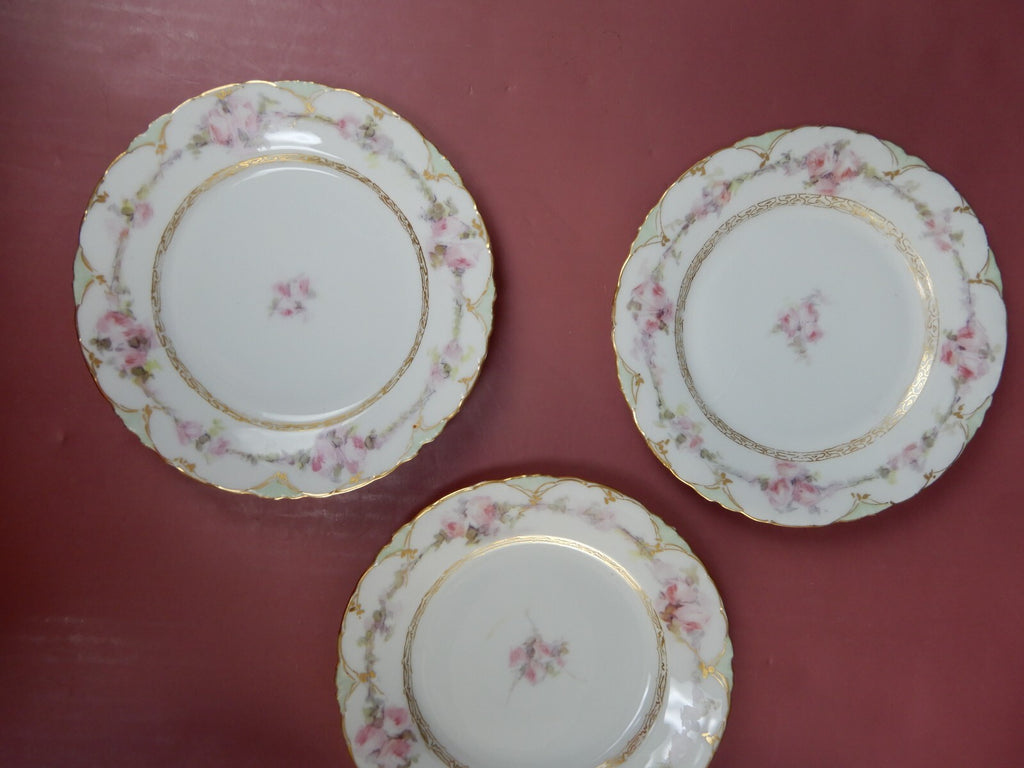 Five RC Versailles Bavaria Hand Painted and Signed Pink,Green,Gold 6-1/4" Plates