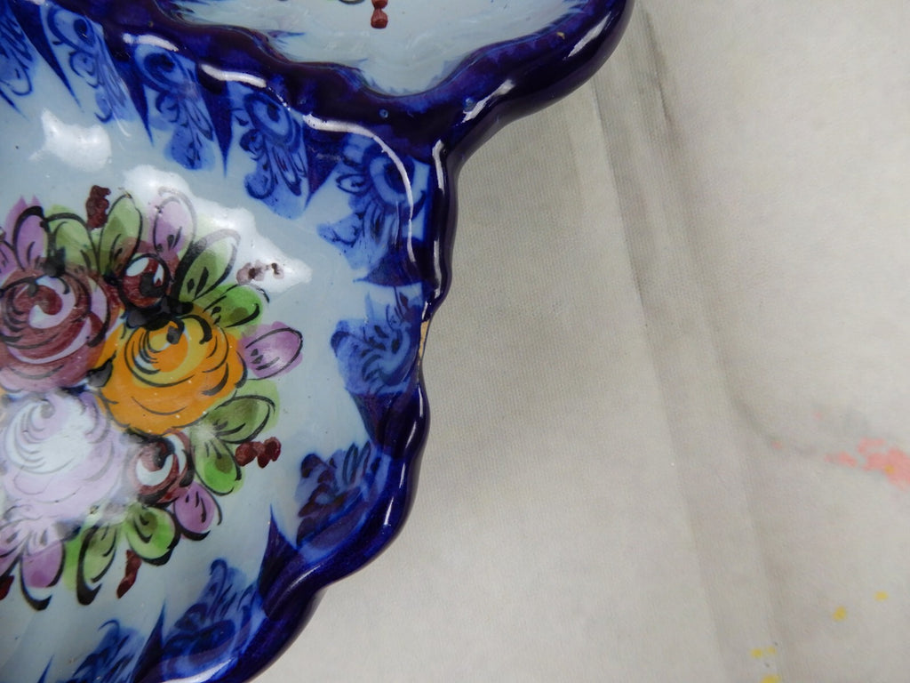Vintage Vestal Alcobaca Portugal Handcrafted Floral Serving Tray 12"