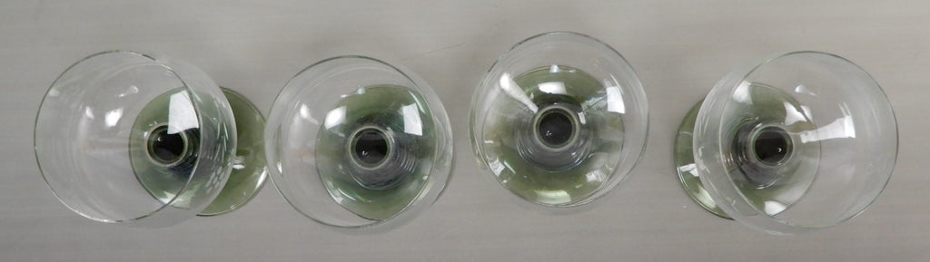 Vintage Set Of 4 Roemer Ruwer Green Stem 11 oz Glasses 1/4L