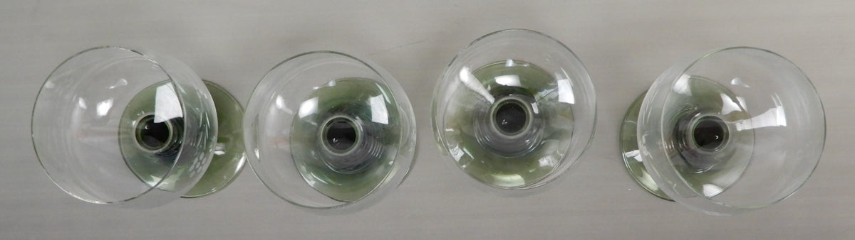 Vintage Set Of 4 Roemer Ruwer Green Stem 11 oz Glasses 1/4L