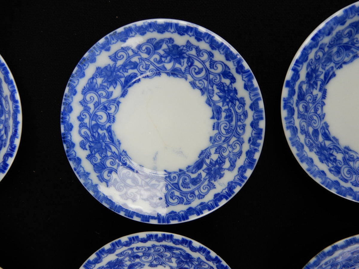 Flow Blue Style Set of 23 Piece 12 Ramekins Custard Cups with 11 Under Plates