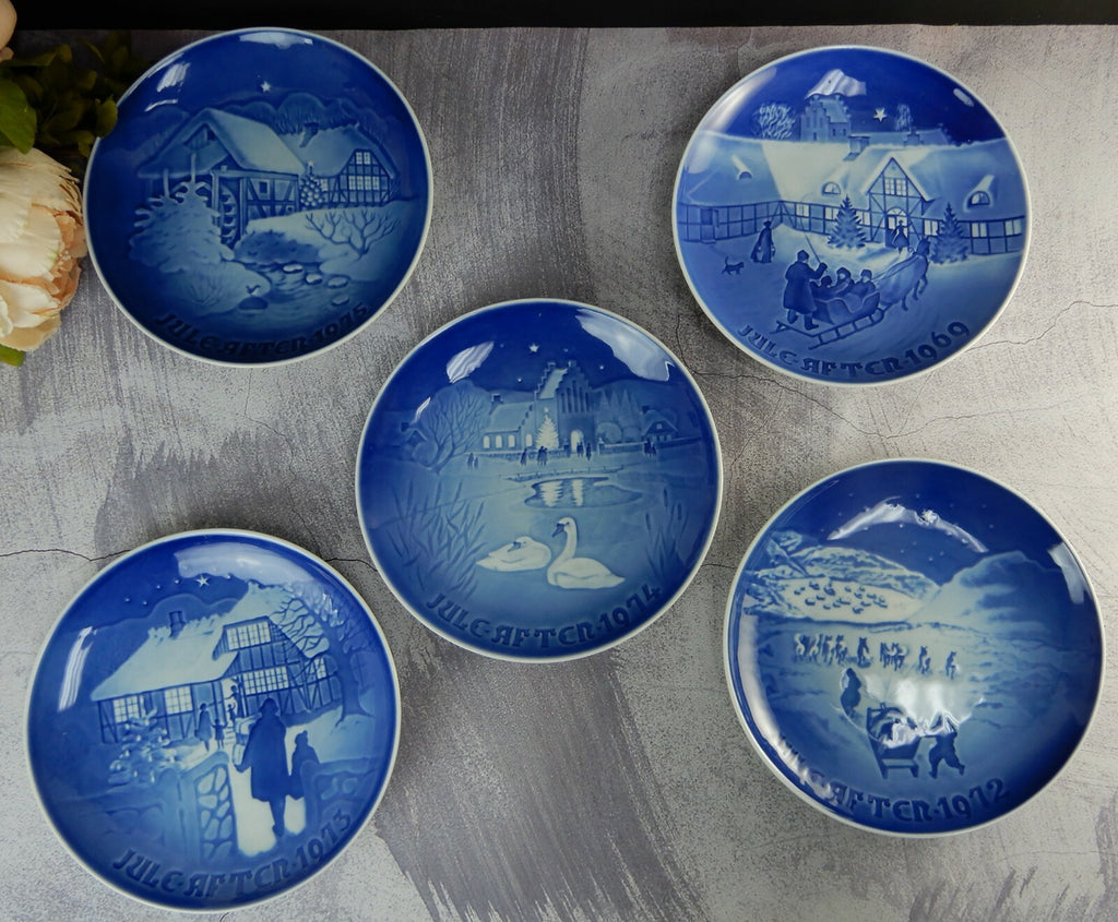 Set Of 5 Bing & Grondahl 1969, 1972-1975 Annual Christmas Decorative Plates