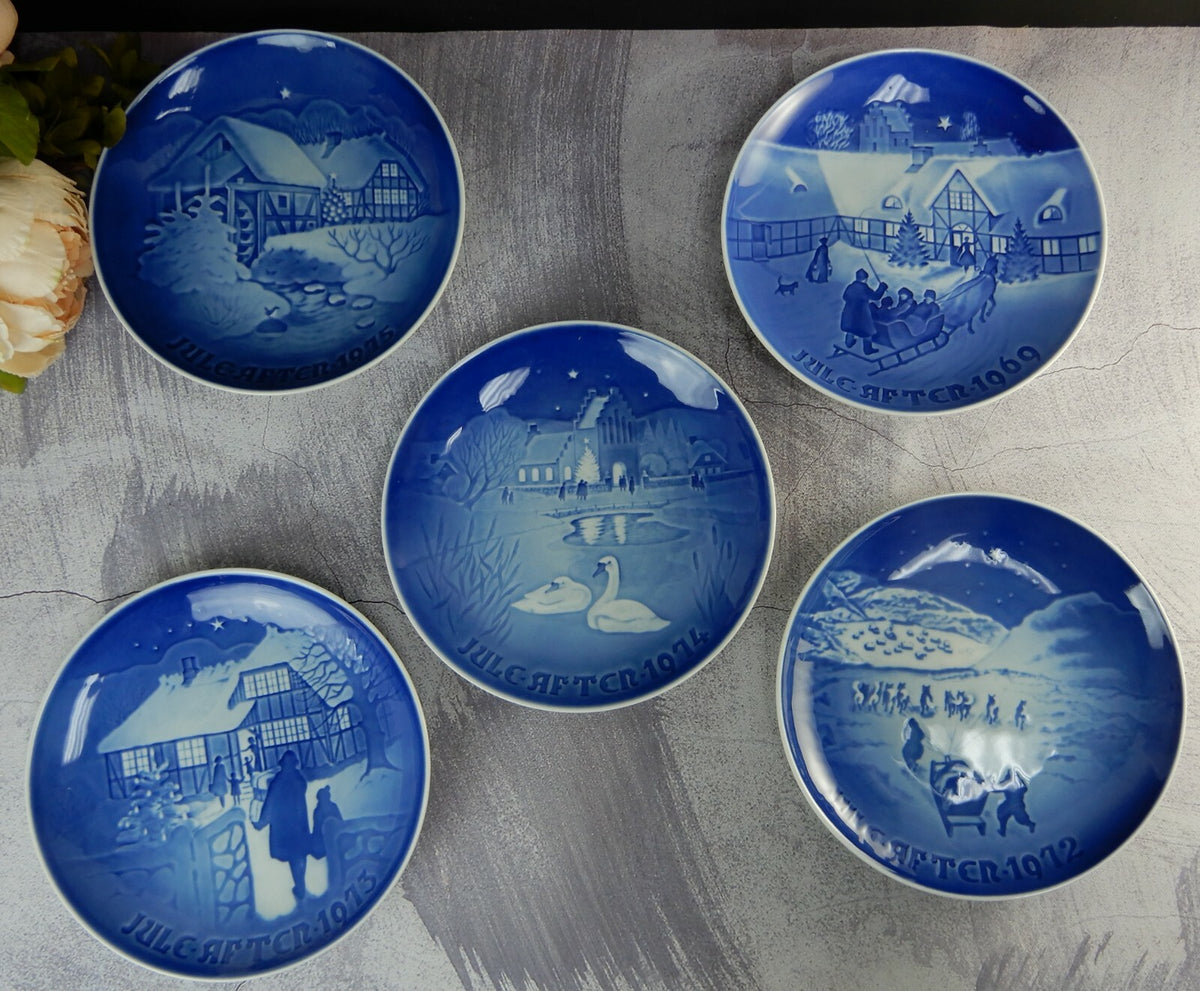 Set Of 5 Bing & Grondahl 1969, 1972-1975 Annual Christmas Decorative Plates