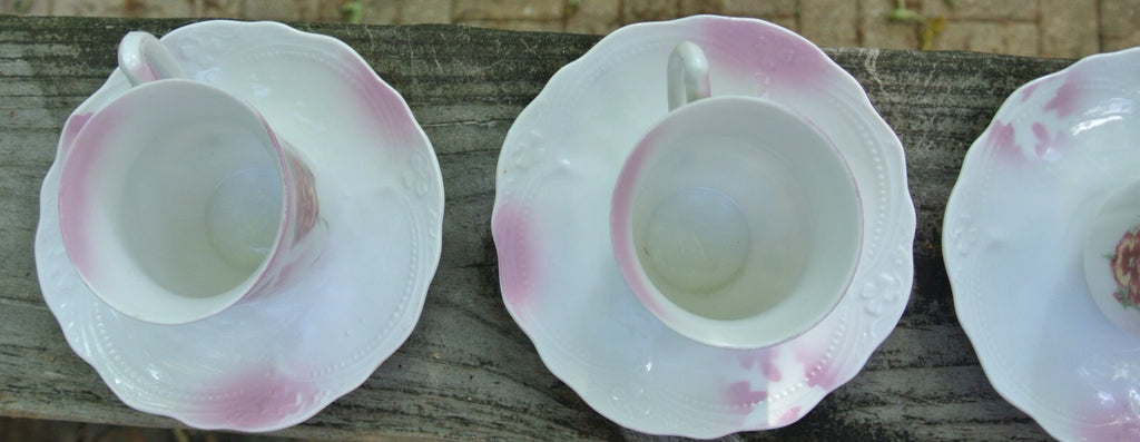 Set of 3 Small Chocolate/Coffee Cups and Saucers Mark Germany