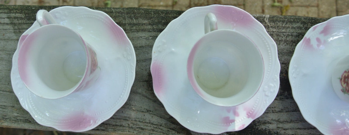 Set of 3 Small Chocolate/Coffee Cups and Saucers Mark Germany