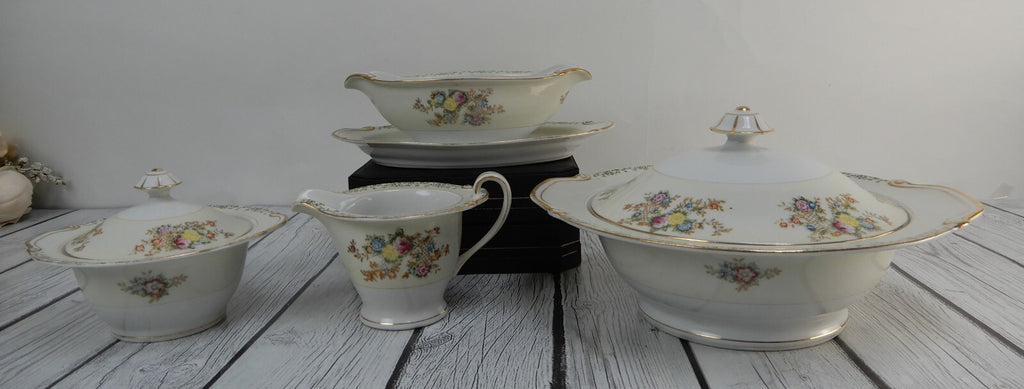 Regal China Japan w/ Imperfections Gravy Bowl ,Creamer,Sugar Bowl & Lidded Bowl
