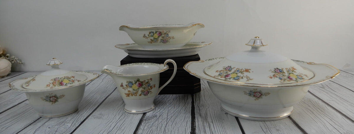 Regal China Japan w/ Imperfections Gravy Bowl ,Creamer,Sugar Bowl & Lidded Bowl