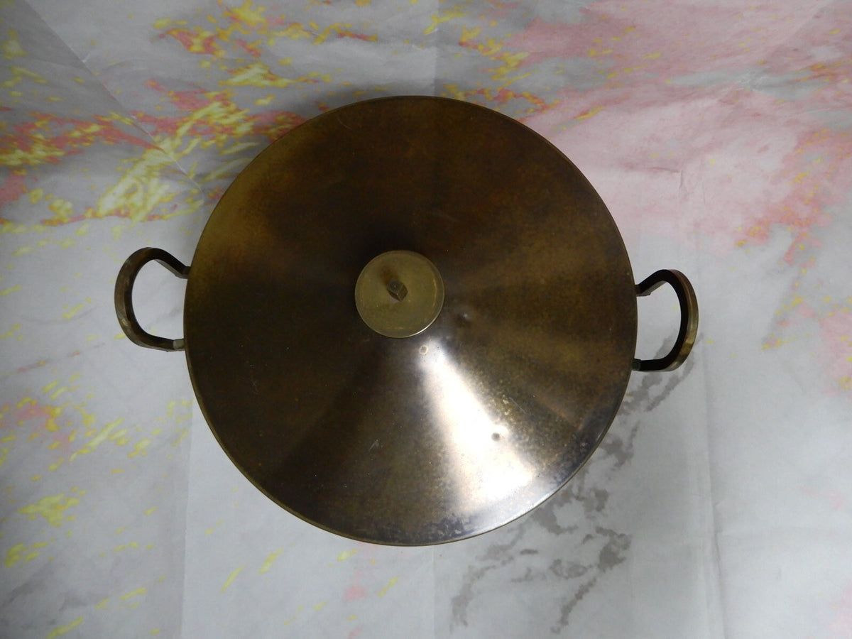 Vtge Brass Chafing Dish Buffet Three-legged Stand Warmer w/ PYREX  Insert