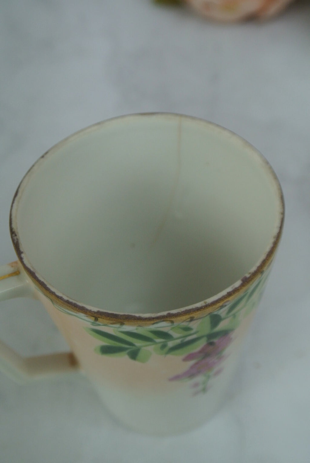 Vintage JE-OH China Lemonade/Cider Pink Floral Pitcher with 6 Cups