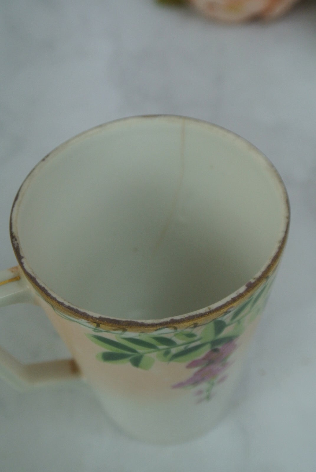 Vintage JE-OH China Lemonade/Cider Pink Floral Pitcher with 6 Cups