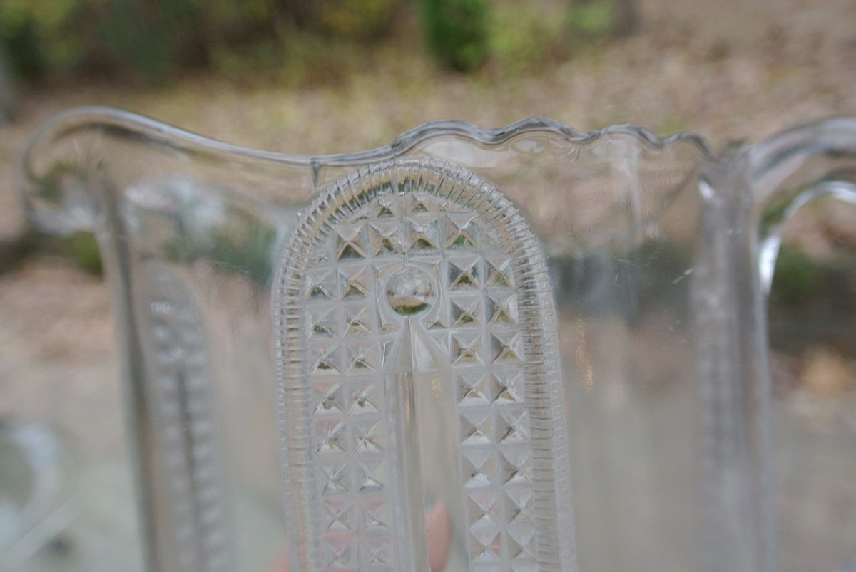 Antique Curtain Tie Back Pitcher Early American Pattern Glass Adams & Co