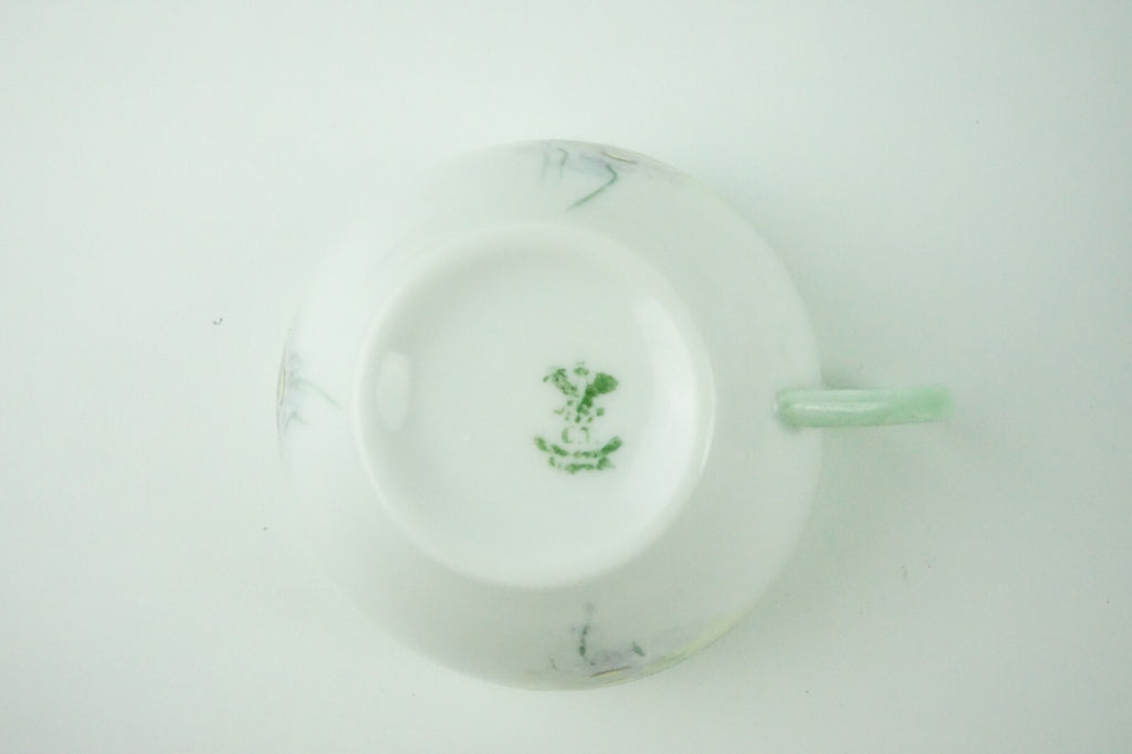 C. Tielsch Altwasser Silesia  Set of Two Vintage Light Green Floral Tea Cups