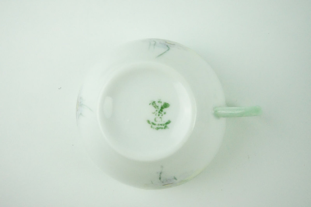 C. Tielsch Altwasser Silesia  Set of Two Vintage Light Green Floral Tea Cups
