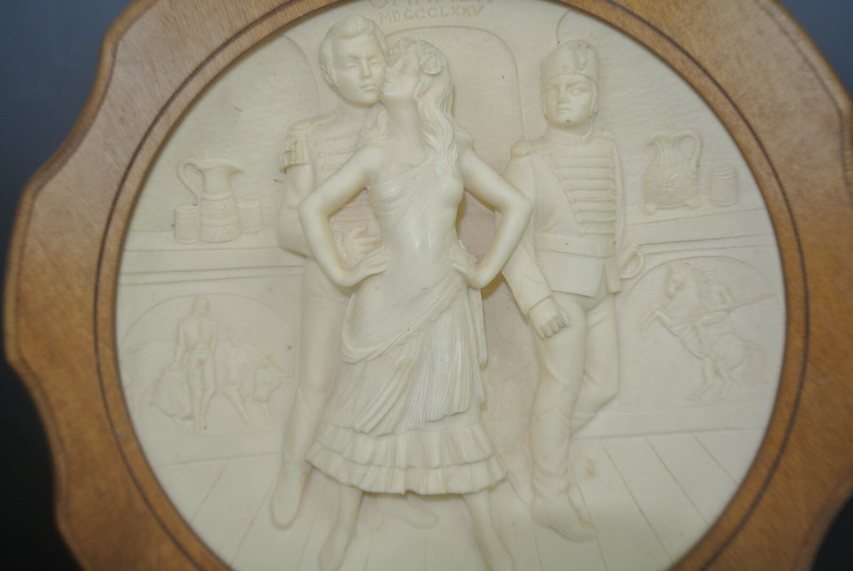 Vintage La Scala "Carmen" Collector Plate By Georges Bizet  w/Wood Frame